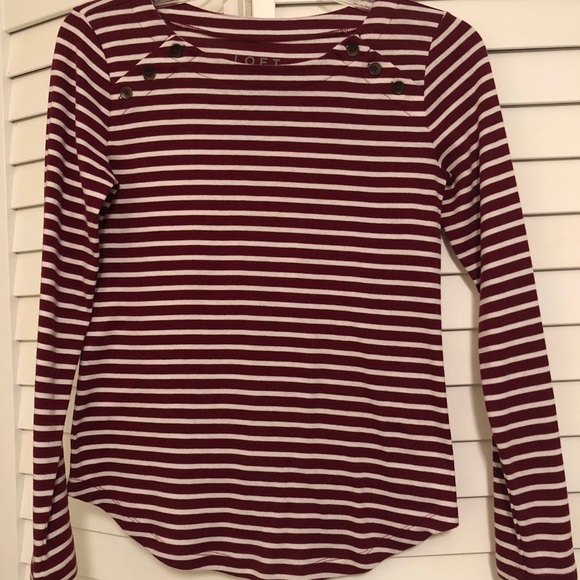 LOFT Tops - Loft dark red and white striped LOFT Tops - Loft dark red and white striped